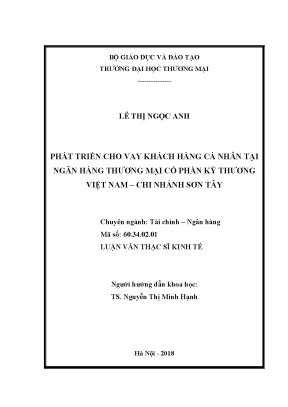 Luận văn phát triển cho vay khách hàng cá nhân tại ngân hàng thương mại cổ phần kỹ thương việt nam chi nhánh sơn tây