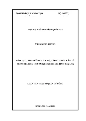 Luận văn thạc sĩ quản lý công đào tạo bồi dưỡng cán bộ công chức cấp xã trên địa bàn huyện krông bông tỉnh đắk lắk