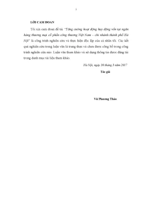 Luận văn thạc sĩ tăng cường hoạt động huy động vốn tại ngân hàng tmcp công thương việt nam chi nhánh thành phố hà nội