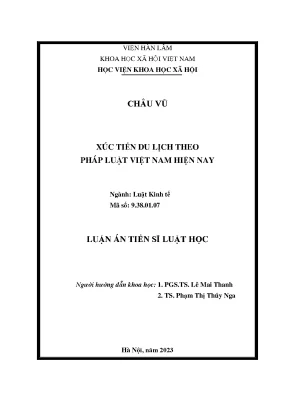 Luận án tiến sĩ xúc tiến du lịch theo pháp luật việt nam hiện nay