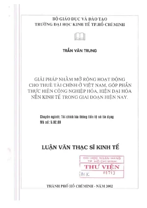 Giải pháp nhằm mở rộng cho thuê tài chính ở việt nam góp phần thực hiện công nghiệp hóa hiện đại hóa nền kinh tế trong giai đoạn hiện nay luận văn thạc sĩ kinh tế