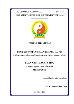 Luận văn thạc sĩ đánh giá tác dụng của viên nang hải mã nhân sâm trên người bệnh suy giảm tinh trùng