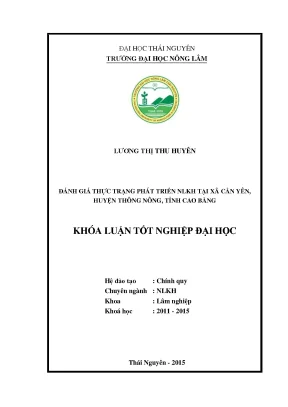 Luận văn đánh giá thực trạng phát triển nông lâm kết hợp tại xã cần yên huyện thông nông tỉnh cao bằng