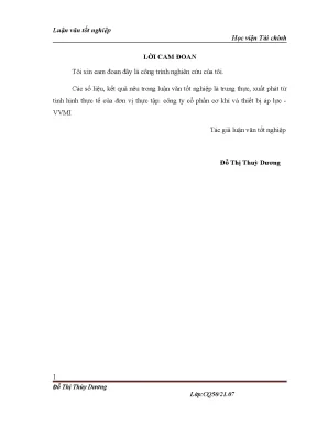 Luận văn học viện tài chính aof phương hướng và giải pháp hoàn thiện kế toán tập hợp chi phí sản xuất tại công ty cổ phần cơ khí và thiết bị áp lực vmmi