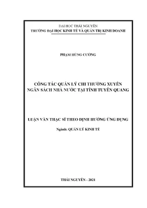 Luận văn thạc sĩ công tác quản lý chi thường xuyên ngân sách nhà nước tại tỉnh tuyên quang
