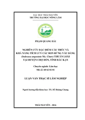 Luận văn thạc sĩ nghiên cứu đặc điểm cấu trúc và khả năng tích lũy các bon rừng vầu đắng indosasa angustata mc clure thuần loài tại huyện chợ đồn tỉnh bắc kạn