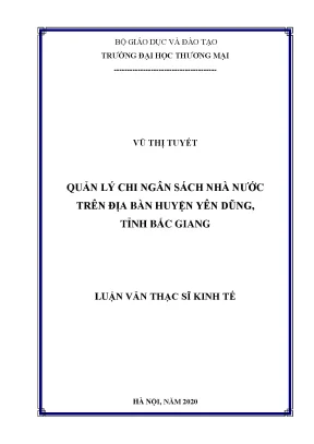 Luận văn thạc sĩ quản lý chi ngân sách nhà nước trên địa bàn huyện yên dũng tỉnh bắc giang