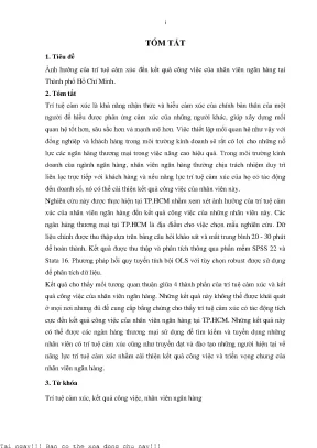 Ảnh hưởng của trí tuệ cảm xúc đến kết quả công việc của nhân viên ngân hàng tại thành phố hồ chí minh luận văn thạc sĩ quản trị kinh doanh