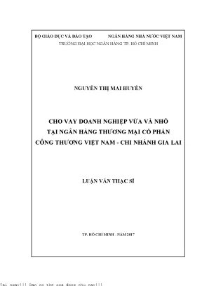 Cho vay doanh nghiệp vừa và nhỏ tại ngân hàng thương mại cổ phần công thương việt nam chi nhánh gia lai luận văn thạc sĩ kinh tế