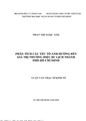 Phân tích các yếu tố ảnh hưởng đến giá trị thương hiệu du lịch thành phố hồ chí minh luận văn thạc sĩ quản trị kinh doanh