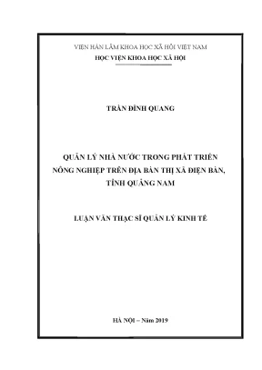 Luận văn thạc sĩ quản lý nhà nước trong phát triển nông nghiệp trên địa bàn thị xã điện bàn tỉnh quảng nam