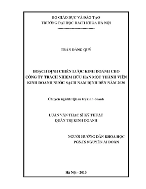 Luận văn thạc sĩ hoạch định chiến lược cho công ty tnhh một thành viên kinh doanh nước sạch nam định đến năm 2020