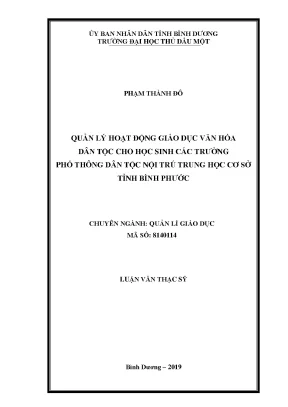 Luận văn thạc sĩ quản lý hoạt động giáo dục văn hóa dân tộc cho học sinh các trường phổ thông dân tộc nội trú thcs tỉnh bình phước