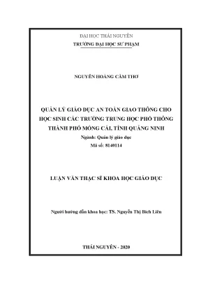 Luận văn thạc sĩ khoa học giáo dục quản lý giáo dục an toàn giao thông cho học sinh các trường trung học phổ thông thành phố móng cái tỉnh quảng ninh