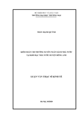 Luận văn kiểm soát chi thường xuyên ngân sách nhà nước tại kho bạc nhà nước huyện đông anh