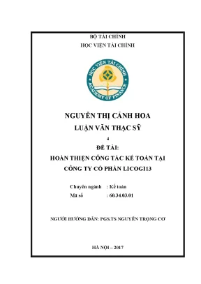 Luận văn hoàn thiện công tác kế toán tại công ty cố phần licogi13