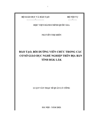 Luận văn thạc sĩ đào tạo bồi dưỡng viên chức trong các cơ sở giáo dục nghề nghiệp trên địa bàn tỉnh đắk lắk