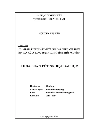 Luận văn đánh giá hiệu quả kinh tế của cây chè cành trên địa bàn xã la bằng huyện đại từ tỉnh thái nguyên