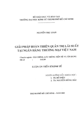 Giải pháp hoàn thiện quản trị lãi suất tại ngân hàng thương mại việt nam luận án tiến sĩ kinh tế