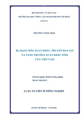 Luận án tiến sĩ đa dạng hóa xuất khẩu truyền dẫn giá và tăng trưởng xuất khẩu tôm của việt nam
