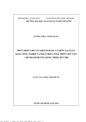 Phát triển cho vay khách hàng cá nhân tại ngân hàng nông nghiệp và phát triển nông thôn việt nam chi nhánh huyện giồng trôm bến tre luận văn thạc sĩ tài chính ngân hàng