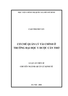 Luận án tiến sĩ chuyên ngành quản lý kinh tế cơ chế quản lý tài chính ở trường đại học y dược cần thơ