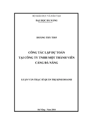 Luận văn thạc sĩ công tác lập dự toán tại công ty tnhh một thành viên cảng đà nẵng