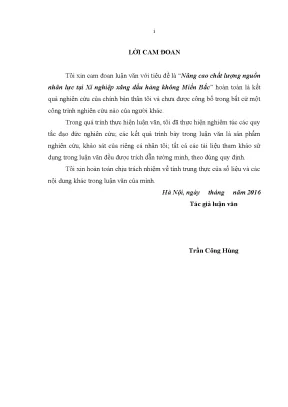 Luận văn thạc sĩ nâng cao chất lượng nguồn nhân lực tại xí nghiệp xăng dầu hàng không miền bắc