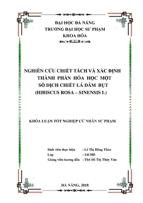 Luận văn thạc sĩ nghiên cứu chiết tách và xác định thành phần hóa học một số dịch chiết lá dâm bụt hibiscus rosa sinensis l