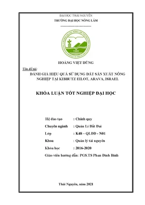 Luận văn đánh giá hiệu quả sử dụng đất sản xuất nông nghiệp tại trang trại chà là kibbutz eilot vùng arava israel