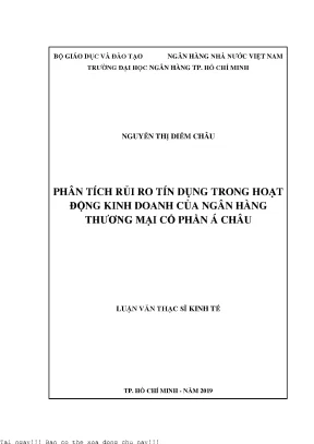 Phân tích rủi ro tín dụng trong hoạt động kinh doanh của ngân hàng thương mại cổ phần á châu luận văn thạc sĩ tài chính ngân hàng