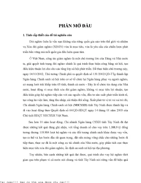 Nâng cao hiệu quả cho vay hộ nghèo tại ngân hàng chính sách xã hội chi nhánh tây ninh luận văn thạc sĩ kinh tế