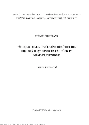 Tác động của cấu trúc vốn chủ sở hữu đến hiệu quả hoạt động của các công ty niêm yết trên hose luận văn thạc sĩ tài chính ngân hàng