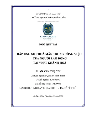 Luận văn thạc sĩ đáp ứng sự thoả mãn trong công việc của người lao động tại vnpt khánh hoà