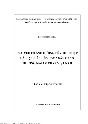 Các yếu tố ảnh hưởng đến thu nhập lãi cận biên của các ngân hàng thương mại cổ phần việt nam luận văn thạc sĩ kinh tế