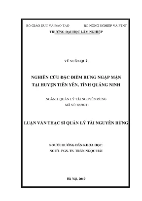 Luận văn thạc sĩ nghiên cứu đặc điểm rừng ngập mặn tại huyện tiên yên tỉnh quảng ninh