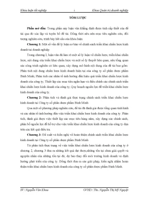 Luận văn hoàn thiện chính sách triển khai chiến lƣợc kinh doanh của công ty cổ phần dƣợc phẩm bình minh