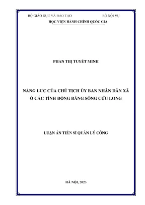 Luận án tiến sĩ quản lý công năng lực của chủ tịch ủy ban nhân dân xã ở các tỉnh đồng bằng sông cửu long