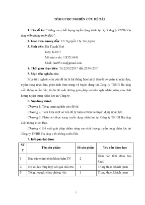 Luận văn tmu nâng cao chất lƣợng tuyển dụng nhân lực tại công ty tnhh hạ tầng vi n thông miền bắc