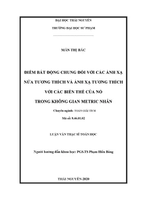 Luận văn thạc sĩ điểm bất động chung đối với các ánh xạ nửa tương thích và ánh xạ tương thích với các biến thể của nó trong không gian metric nhân
