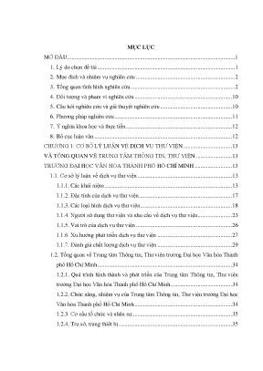 Luận văn phát triển dịch vụ thư viện tại trung tâm thông tin thư viện trường đại học văn hóa thành phố hồ chí minh