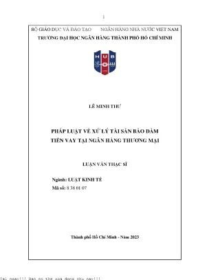 Pháp luật về xử lý tài sản bảo đảm tiền vay tại ngân hàng thương mại luận văn thạc sĩ