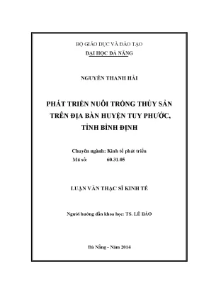 Luận văn thạc sĩ phát triển nuôi trồng thủy sản trên địa bàn huyện tuy phước tỉnh bình định