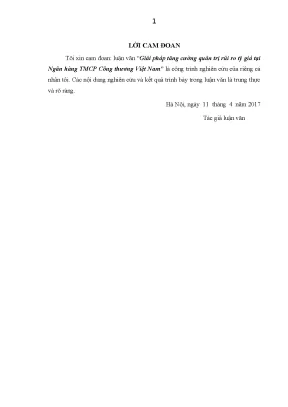 Luận văn thạc sĩ giải pháp tăng cường quản trị rủi ro tỷ giá tại ngân hàng tmcp công thương việt nam