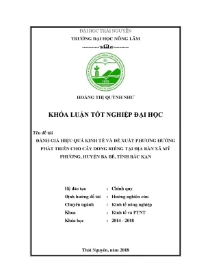 Luận văn đánh giá hiệu quả kinh tế và đề xuất phương hướng phát trển cho cây dong riềng trên địa bàn xã mỹ phương huyện ba bể tỉnh bắc kạn