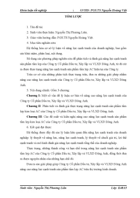 Luận văn tmu nâng cao năng lực cạnh tranh của công ty cổ phần đầu tƣ xây lắp và vlxd đông anh