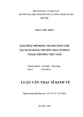 Luận văn thạc sĩ kinh tế giải pháp mở rộng thanh toán thẻ tại ngân hàng thương mại cổ phần ngoại thương việt nam