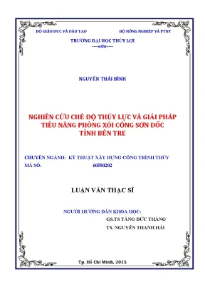 Luận văn thạc sĩ nghiên cứu chế độ thủy lực và giải pháp tiêu năng phòng xói cống sơn đốc tỉnh bến tre