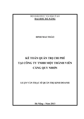 Luận văn thạc sĩ kế toán quản trị chi phí tại công ty tnhh một thành viên cảng qui nhơn