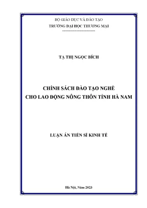 Luận án tiến sĩ chính sách đào tạo nghề cho lao động nông thôn tỉnh hà nam